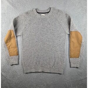 Flint and Tinder Donegal Sweater Mens 2XL Gray  Elbow Patches Lambswool Crewneck